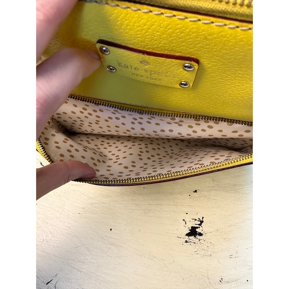 Kate Spade Satchel Womens Medium Yellow Pebbled Leather Dome Bag Summer Bright - Picture 9 of 10